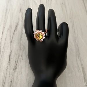 Bomb Party Rose Gold Yellow Topaz Ring - Size 8